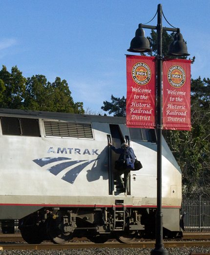 Amtrak train at SLO station