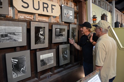 Surf photo display in the museum